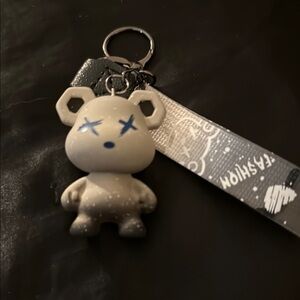 Gray Plush Key & Card Holder with Keychain